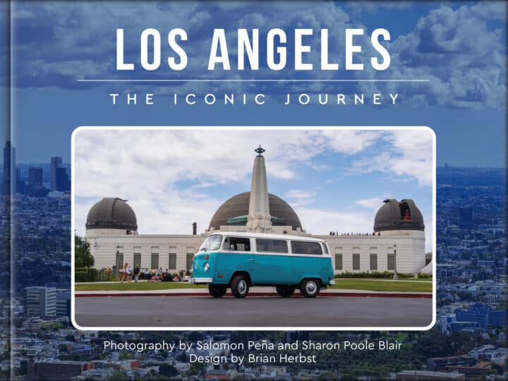 Book cover of the Immaginare Bus in front of the Griffith Observatory